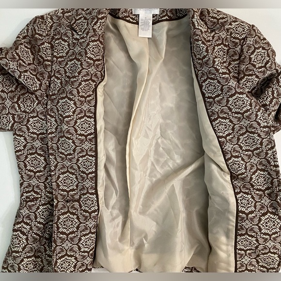 Worthington Short Blazer Jacket Women’s Sable Brown Jacquard/ Tapestry Geometric - Picture 10 of 12